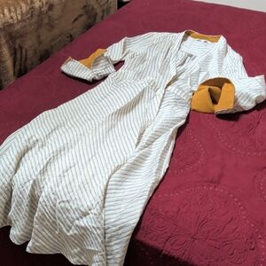 Zara Cream and Mustard Striped Dress